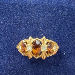 Vintage Avon Gold and Amber Women's Ring, size 5 1/4